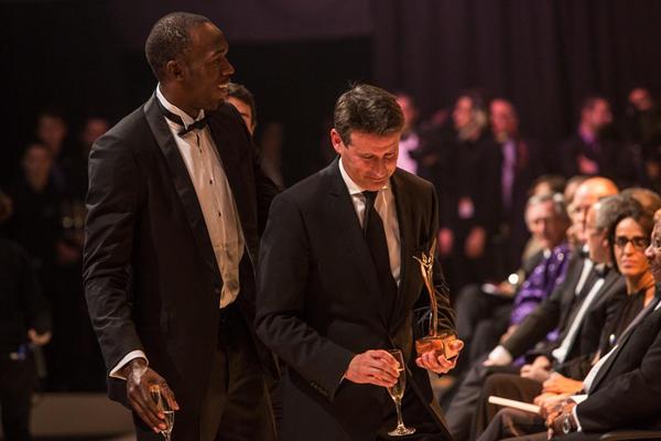 2012 World Athlete of the Year Usain Bolt and IAAF Hall of Fame member Sebastian Coe (Philippe Fitte)