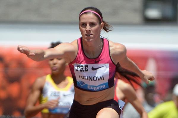 Zuzana Hejnova winning at the 2013 IAAF Diamond League in Eugene (Kirby Lee)