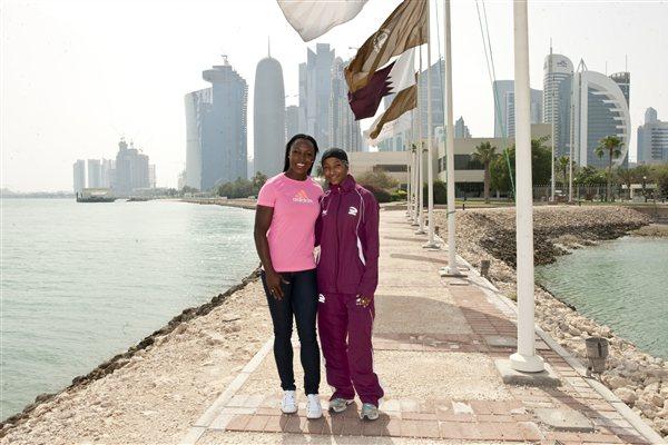 VCB with Qatar’s London Olympic sprinter Noor al-Malki (Alexandra Panagiotidou )