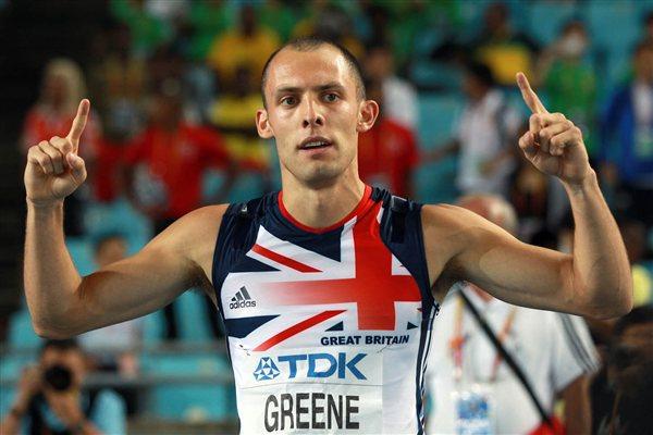 David Greene of Great Britain celebrates his gold medal in the men's 400 metres hurdles final (Getty Images)