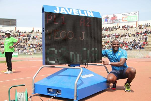 Julius Yego after his new Kenyan Javelin record at the 2013 Kenyan trials (Stafford Ondego (The Standard))