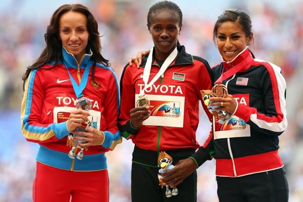 Womens 800m Medal Ceremony IAAF World Athletics Championships Moscow 2013 (Getty Images)