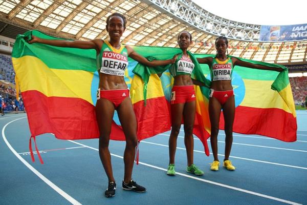 Ethopians in the womens 5000m at the IAAF World Athletics Championships Moscow 2013 (Getty Images)