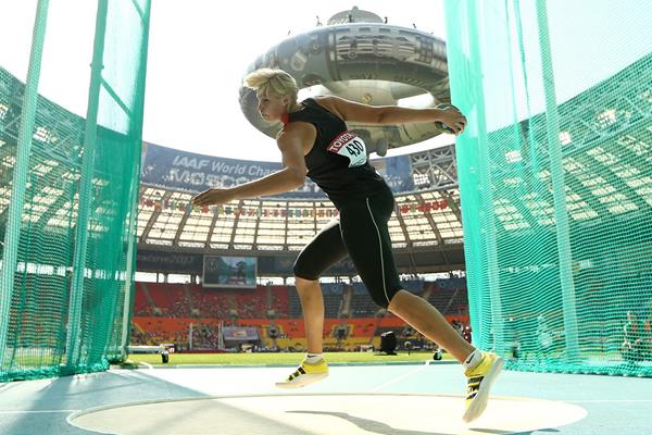 Nadine Muller in the women's Discus at the IAAF World Championships Moscow 2013 (Getty Imagesaes)