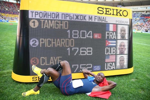 Teddy Tamgho in the mens Triple Jump at the IAAF World Athletics Championships Moscow 2013 (Getty Images)