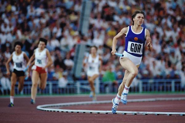 Marita Koch in the 4x400m Relay at the 1980 Olympic Games in Moscow (Getty Images)