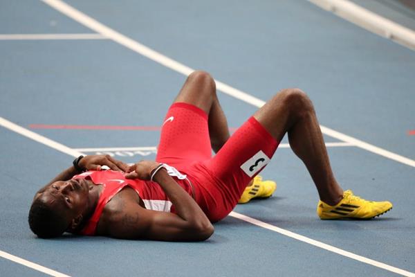 Michael Tinsley in the mens 400m Hurdles at the AAF World Athletics Championships Moscow 2013 (Getty Images)