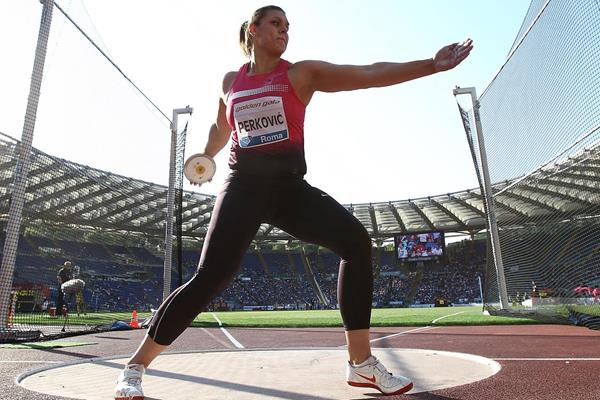 Sandra Perkovic at the 2013 IAAF Diamond League in Rome (Giancarlo Colombo)