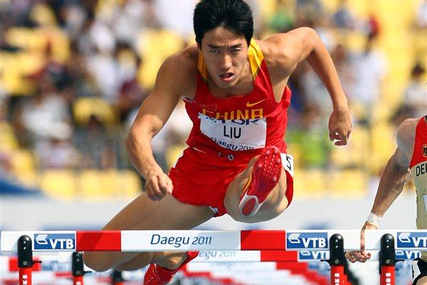 Liu Xiang of China competes in the men's 110 metres hurdles heats during day two  (Getty Images)
