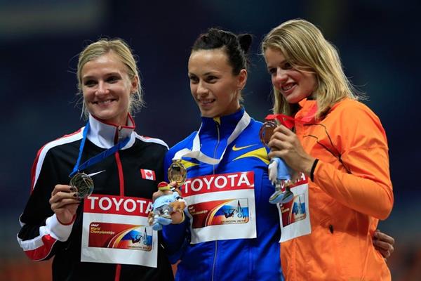 Womens Heptathlon Medal Ceremony at the IAAFWorld Championships Moscow 2013 (Getty Images)