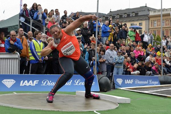 Christina Schwanitz at the 2015 IAAF Diamond League meeting in Stockholm (Deca Text&Bild)