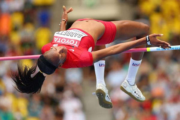 Brigetta Barrett in the womens High Jump at the IAAF World Championships Moscow 2013 (Getty Images)