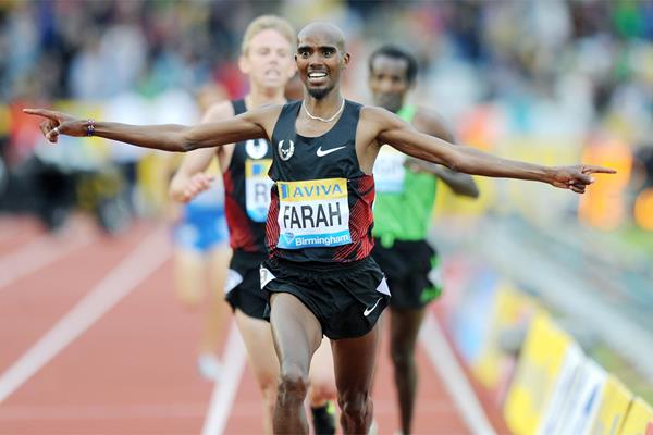 Mo Farah brings home 5000m win at the Birmingham Diamond League (Mark Shearman)