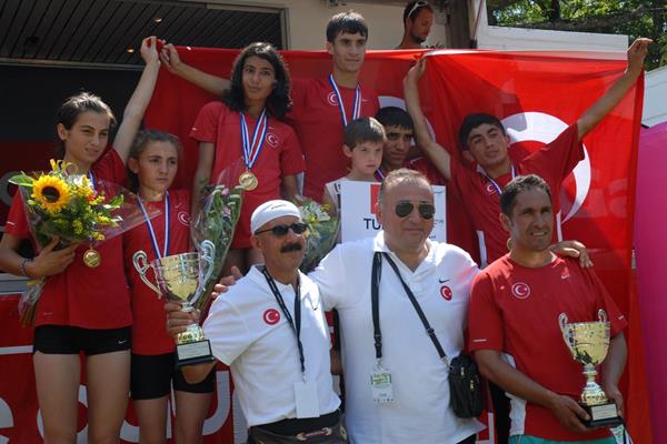 Turkey celebrate their success at the WMRA International Youth Cup (Nancy Hobbs)