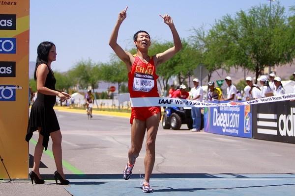 Hao Wang of China wins the men's 20km race in Chihuahua (Getty Images)