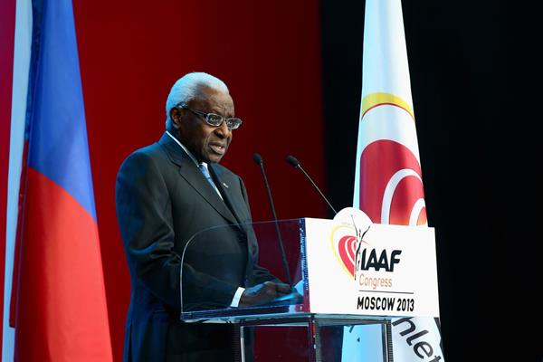 Lamine Diack at the IAAF Congress Opening Dinner in Moscow (Getty Images)