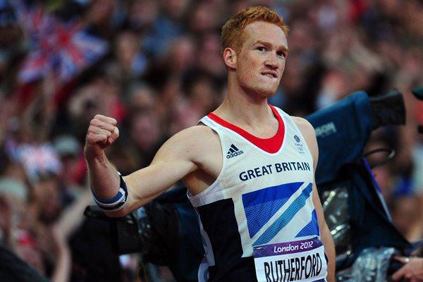 Greg Rutherford of Great Britain celebrates a jump in the Men's Long Jump Final on Day 8 of the London 2012 Olympic Games at Olympic Stadium on August 4, 2012 (Getty Images)