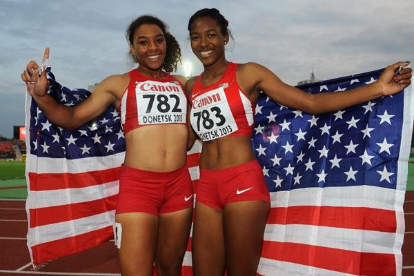 Ky Westbrook and Ariana Washington in the girls 100m Final at the IAAF World Youth Championships 2013 (Getty Images)