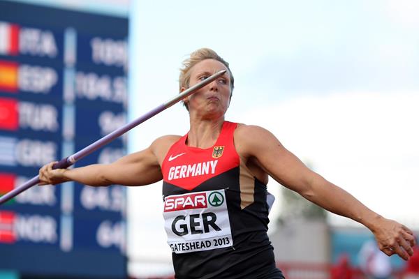 Christina Obergfoll wins the Javelin at the 2013 European Team Championships (Getty Images)