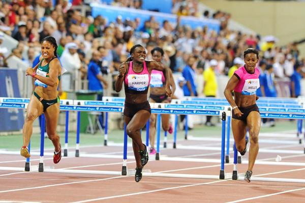 Dawn Harper sets a world-leading 12.60 in the 100m Hurdles at the 2013 Doha Diamond League (Errol Anderson)