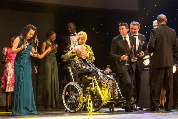 Inaugural IAAF Hall of Fame members and 2012 IAAF award winners at the IAAF Centenary Gala in Barcelona ()