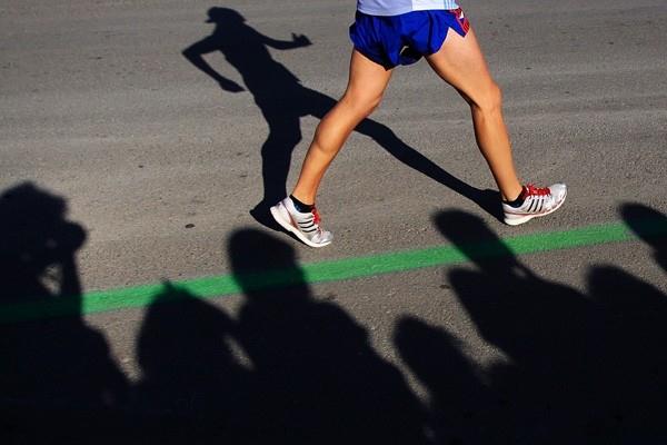 A close up of Junior champion Eider Arevalo's stride in Chihuahua (Getty Images)