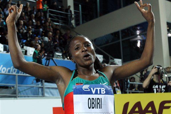 Hellen Onsando Obiri of Kenya enjoys being gold in the Women’s 3000 Metres Final during day three - WIC Istanbul (Getty Images)
