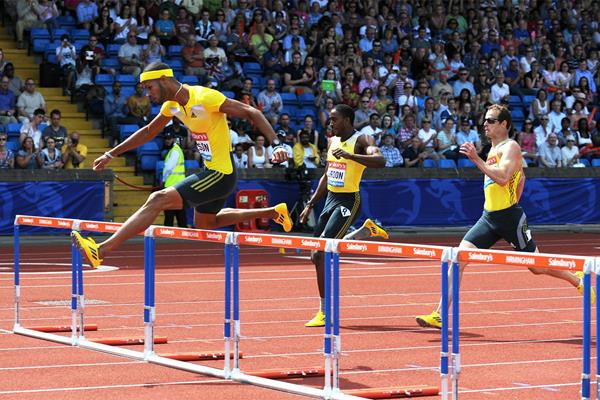 Javier Culson wins the 400m Hurdles at the Birmingham Diamond League (Mark Shearman)