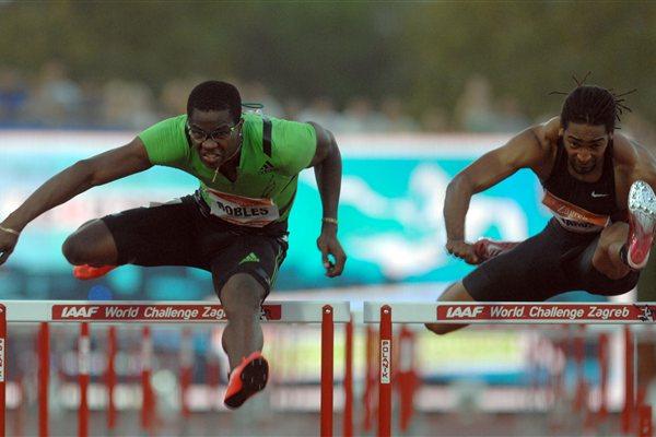 Dayron Robles (l) and Jason Richardson battling it out in Zagreb (Zagreb organisers)