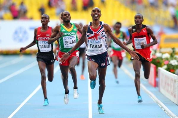 Mo Farah wins the 10,000m at the 14th IAAF World Athletics Championships Moscow 2013 (Getty Images)