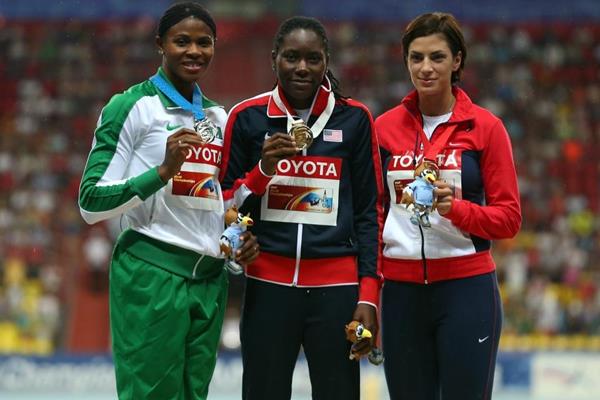 Womens Long Jump Medal Ceremony at the IAAF World Championships Moscow 1013 (Getty Images)