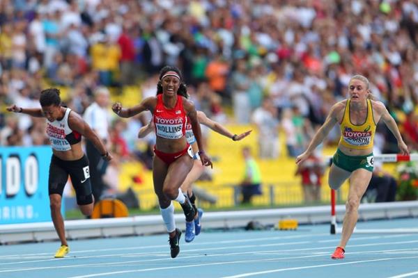 Sally Pearson and Brianna Rollins in the womens 100m Hurdles Final at the IAAF World Athletics Championships Moscow 2013 (Getty Images)