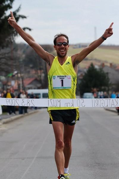 Yohan Diniz of France just a moment before his French record in the 50km Race Walk in Dudince (organisers)