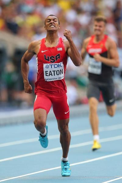 Ashton Eaton in the Decathlon 400m at the 14th IAAF World Athletics Championships Moscow 2013 (Getty Images)