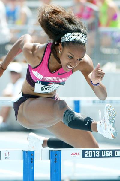 Brianna Rollins on her way to a 12.26 American record at the 2013 US Championships (Kirby Lee)