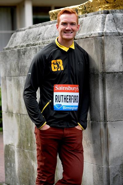 Greg Rutherford at the 2013 IAAF Diamond League in Birmingham pre-event press conference (Mark Shearman)