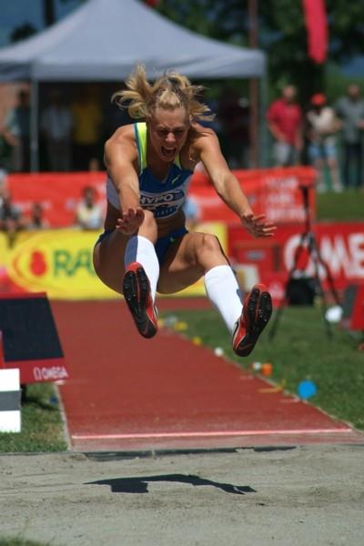 Tatyana Chernova long jumps to 6.78m in the Hypo Meeting title in Götzis (Lorenzo Sampaolo)