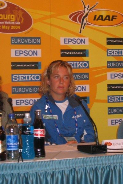 Elisa Rigaudo of Italy at the IAAF Press Conference in Naumburg (IAAF)