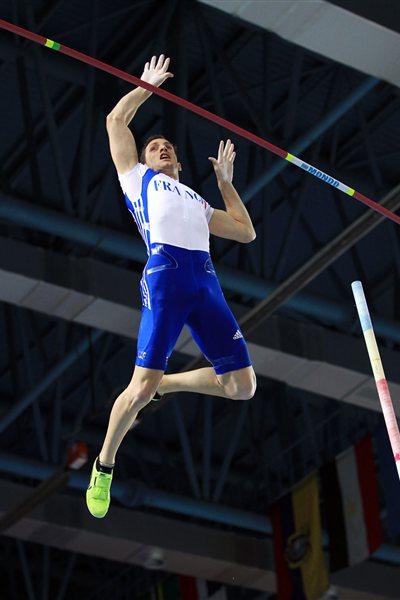 Renaud Lavillenie of France jumping for Gold in the Men's Pole Vault Final during day two - WIC Istanbul (Getty Images)