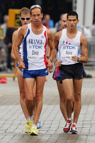 Yohann Diniz leads the 50km Race Walk at the 2009 IAAF World Championships in Berlin (Getty Images)