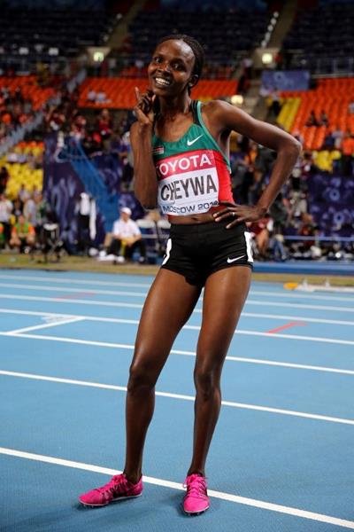 Milcah Chemos in the womens 3000m SC at the IAAF World Championships Moscow 2013 (Getty Images)