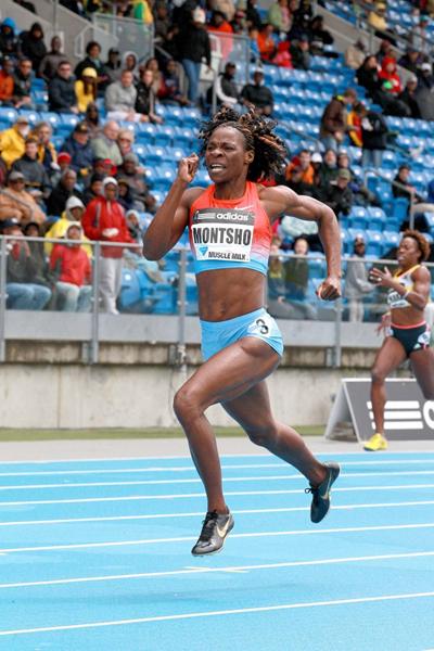 Amantle Montsho winning over 400m at the 2013 IAAF Diamond League in New York (Victah Sailer)