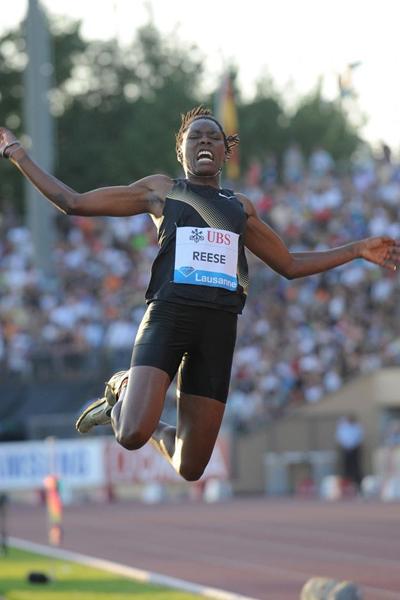 Brittney Reese winning her Diamond League debut in Lausanne (Deca Text&Bild)