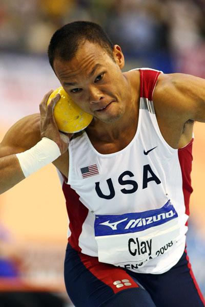 Bryan Clay competes in the pentathlon shot (Getty Images)