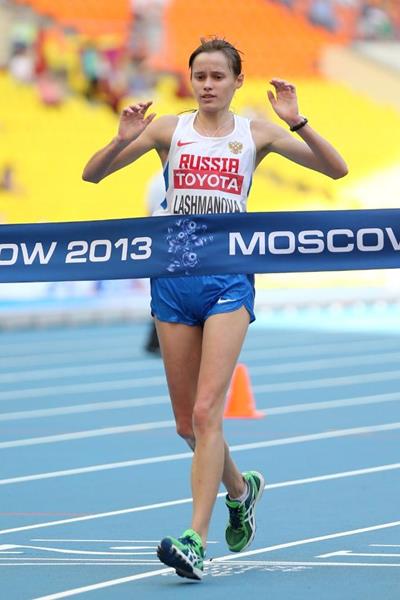 Elena Lashmanova in the women's 20km Race Walk at the IAAF World Championships Moscow 2013 (Getty Images)