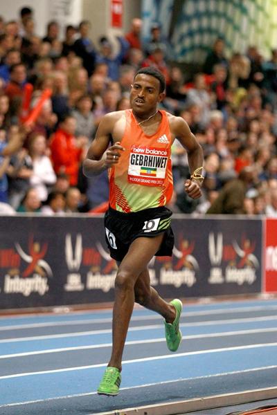 Ethiopia's Hagos Gebrhiwet at the 2013 New Balance Indoor Grand Prix in Boston (Victah Sailer)