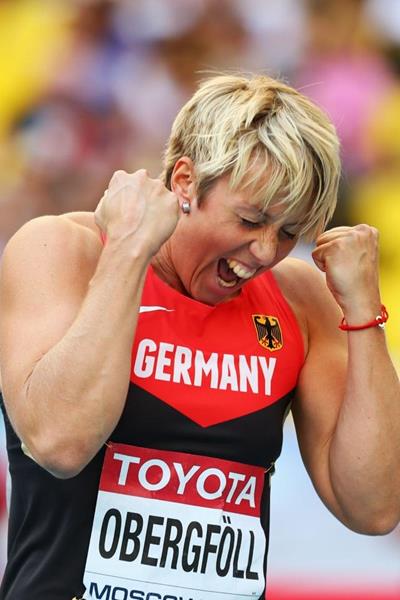 Obergfoll in the womens Javelin Throw Final at the IAAF World Athletics Championships Moscow 2013 (Getty Images)