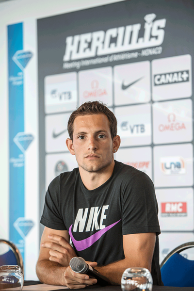 Renaud Lavillenie at the Monaco Diamond League press conference (Philippe Fitte)