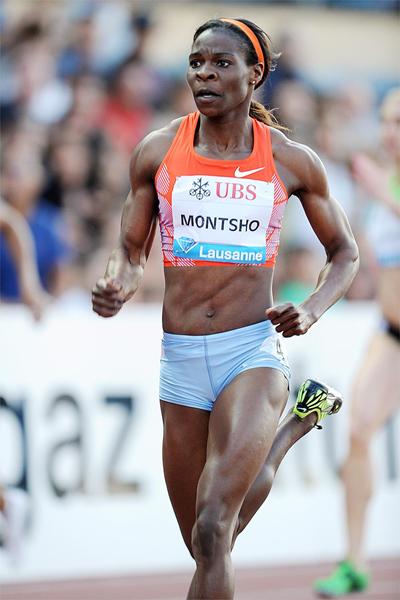 Amantle Montsho on her way to winning the 400m in Lausanne (Giancarlo Colombo)