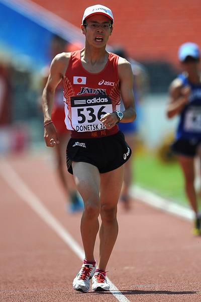 Toshikazu Yamanishi winning at the 2013 IAAF World Youth Championships (Getty Images)